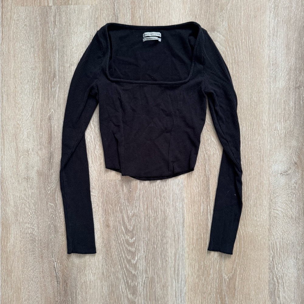 Urban Outfitters Meg Square Neck Long Sleeve Crop Top